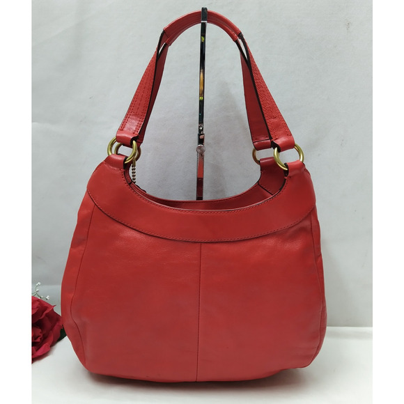 COACH Rich Red Tumbled Leather Three Compartment Vintage  Coach Red Leather 3 Compartments Shoulder Bag